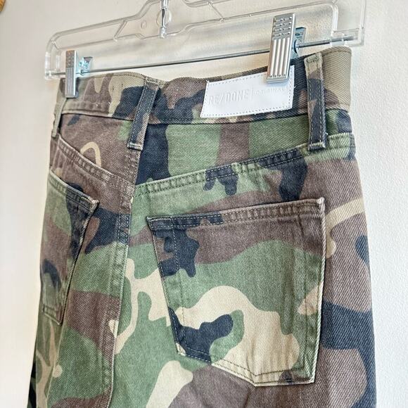 Re/Done Camo High Rise Stovepipe Jeans Straight High Waisted Denim Size 25 / 0 - Picture 8 of 13